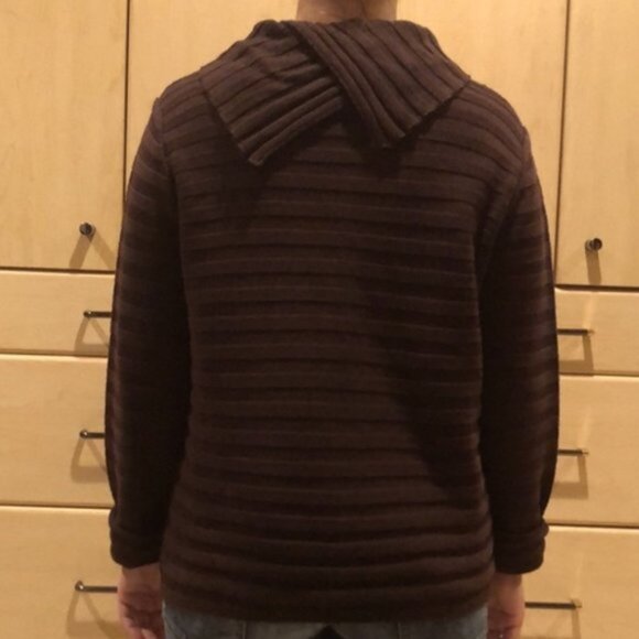 Cafe' Rib Chocolate Brown Button-down Cardigan - Picture 6 of 6